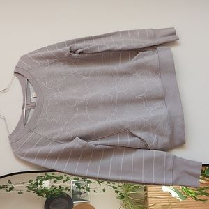 Lole Floral Stripe Sweater with Pockets, Gray, Women's Medium